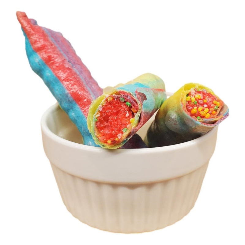 Freeze Dried Fruit Roll Ups Filled With Rainbow Gummy Clusters 2pk